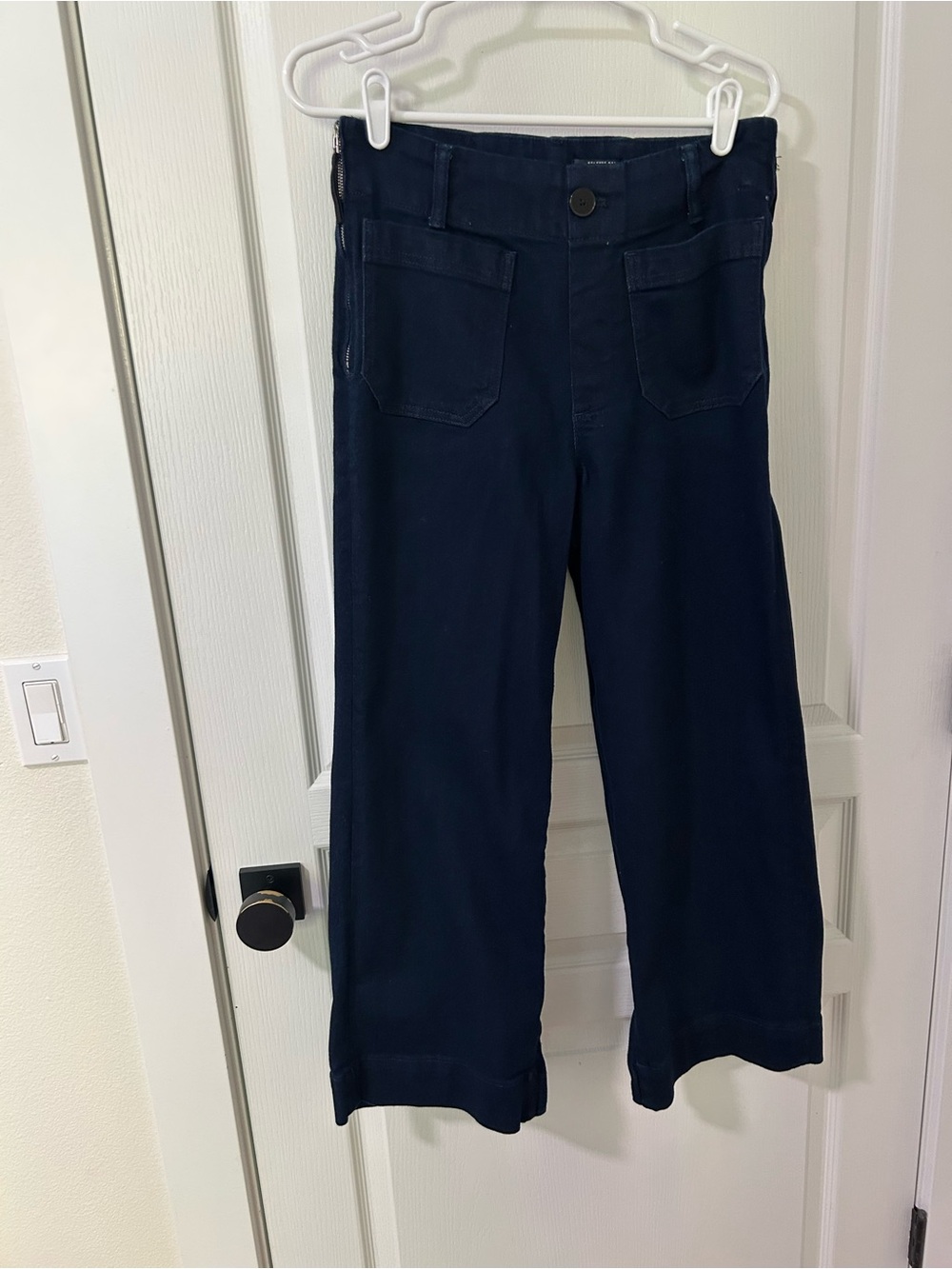 Anthropologie Maeve Colette Adaptive Wide Leg Cropped Pants Navy